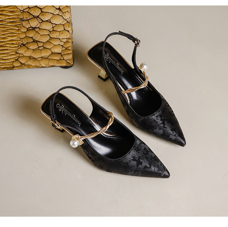 Faiga – Rosa Slingback-Pumps mit Perlen
