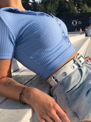 Kurzarm Top Sport Casual Cropped Navel Kurzarm