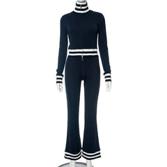 Contrast Trim Zip-Up Cardigan