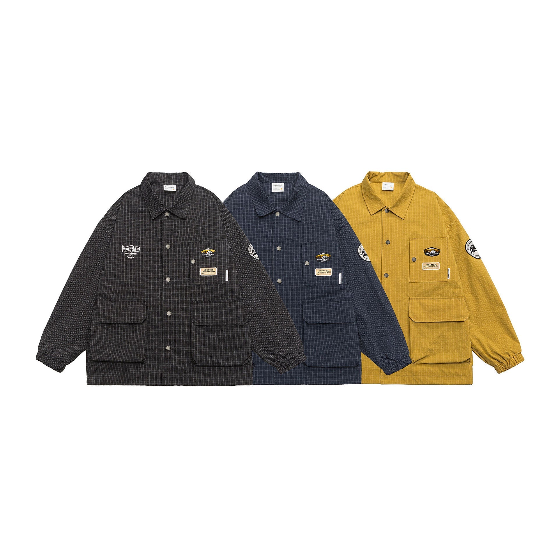 Striped denim jacket with patches