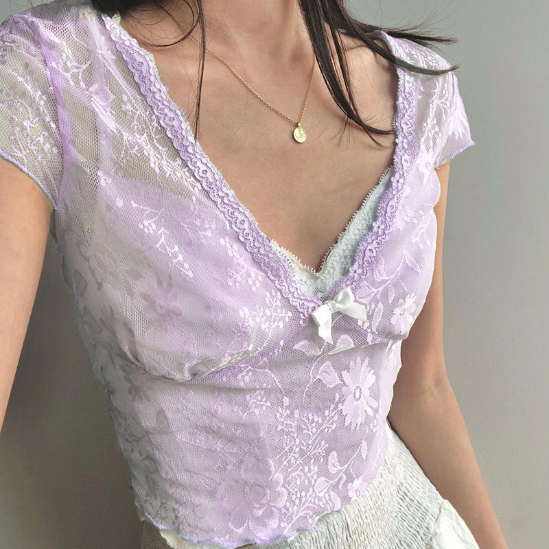 Crop-Top aus Patchwork-Spitze