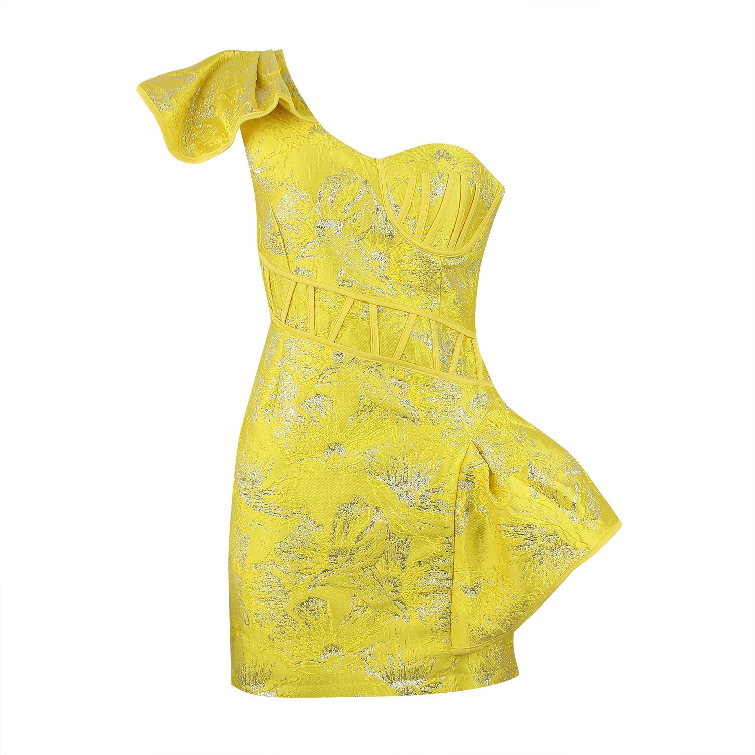 Ärmelloses, figurbetontes Kleid mit V-Ausschnitt und Plissee