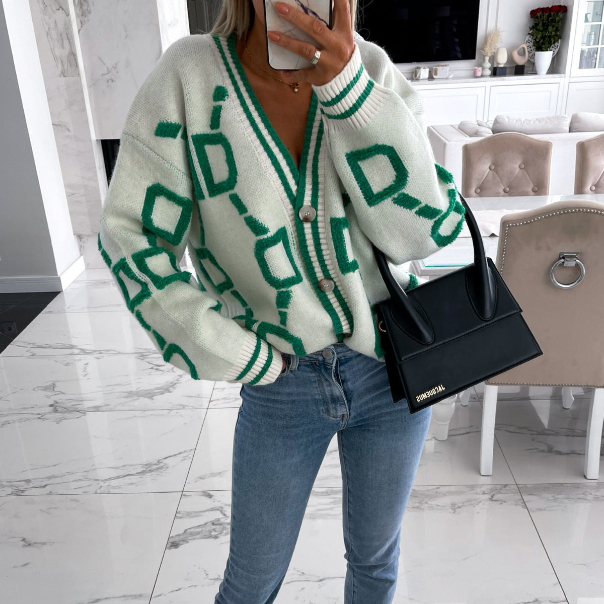 Tennessee Plaid Crop Cardigan mit Knopfleiste - Grün
