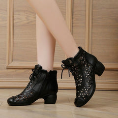 Tacones auténticos estilo étnico retro transpirables con agujeros en el tobillo