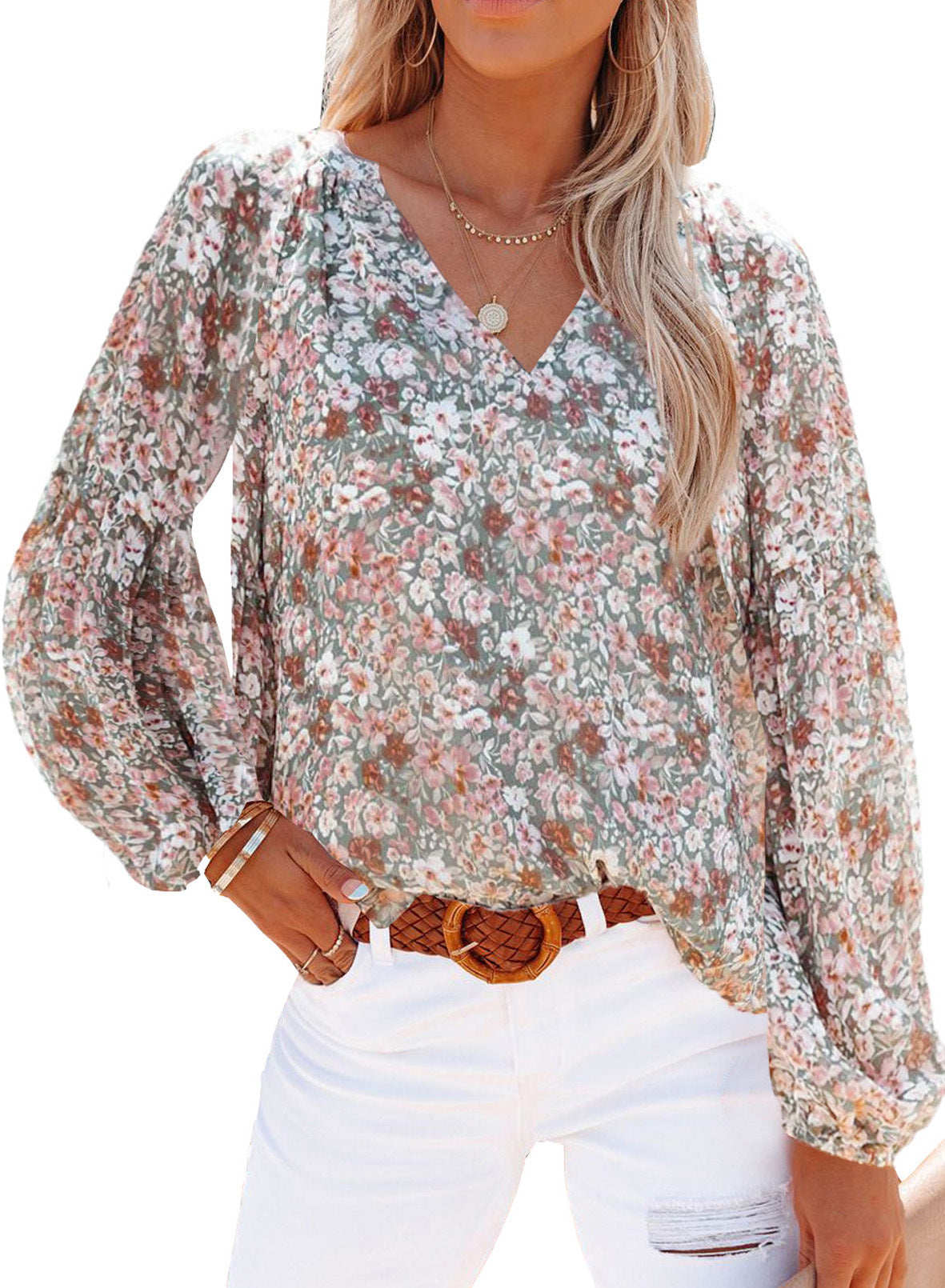 Blusa con volantes y estampado "Symbolize Love"