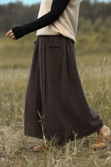 A-Linien-Rock aus 100 % reiner Wolle mit hoher Taille und Taschen