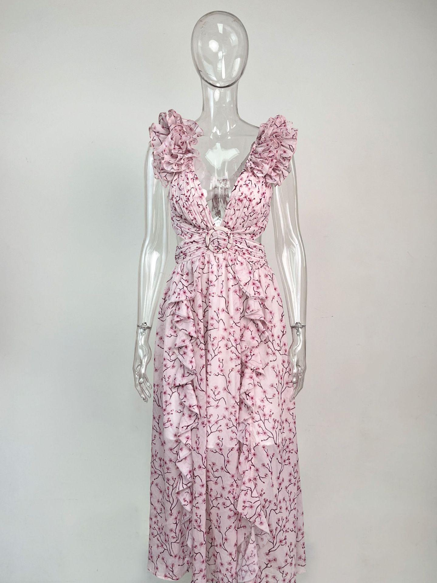 Zida Kleid mit Blumenmuster, Rüschen und Cutout