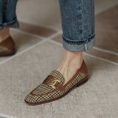 Puzzle Handmade Plaid Loafers Newgew