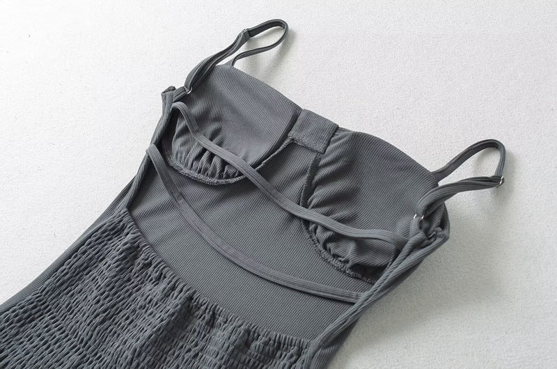 Anabella – Schwarzes Maxikleid mit Schnürung - Grau