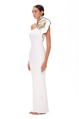 Floral Maxi Dress with Halter Neck - White