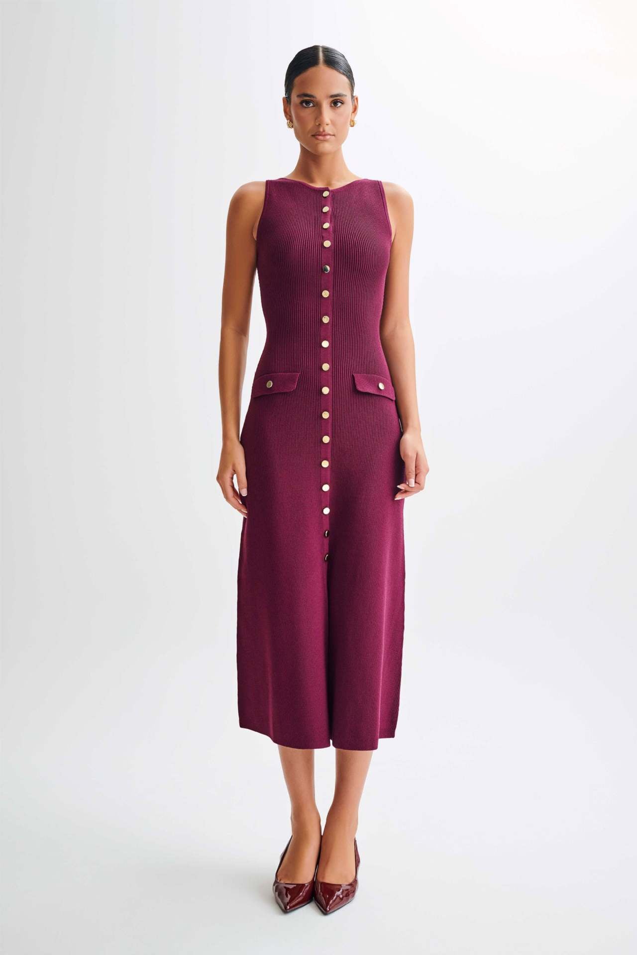 Elaine – Geripptes Midikleid mit Knopfleiste und Bindeband