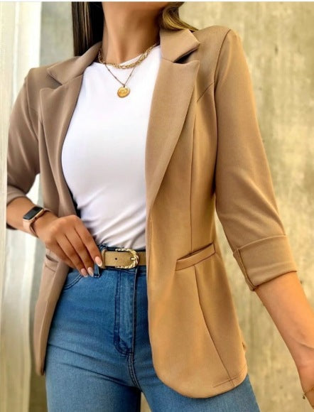 Traje de chaqueta de un botón con solapa de pico para mujer