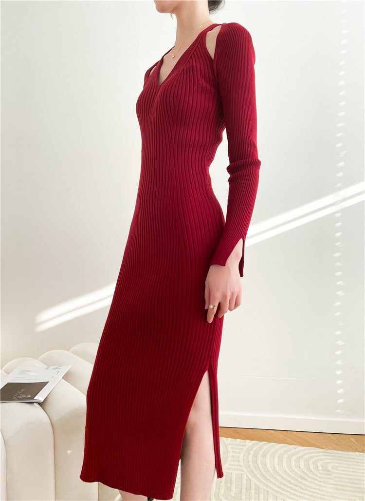 Midi-Bandagekleid mit V-Ausschnitt und Cut-outs