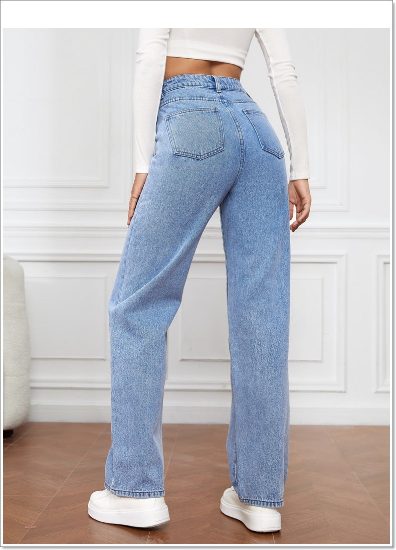 High-Rise-Baggy-Jeans mit weitem Bein