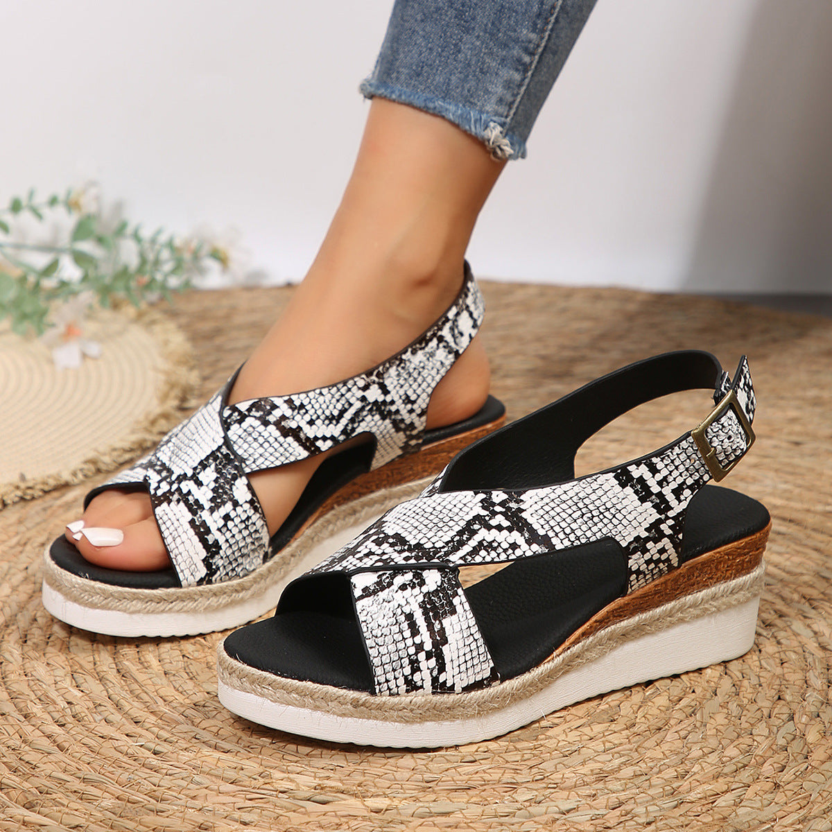 Bequeme Slip-On-Sandalen mit doppelter Schleife