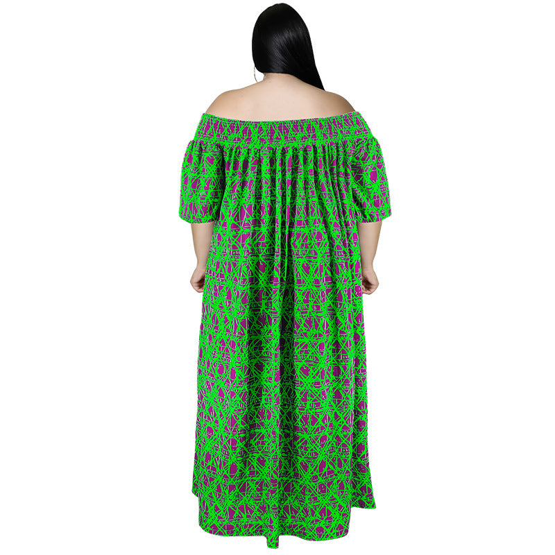 Lässiges, schulterfreies Kleid mit Print