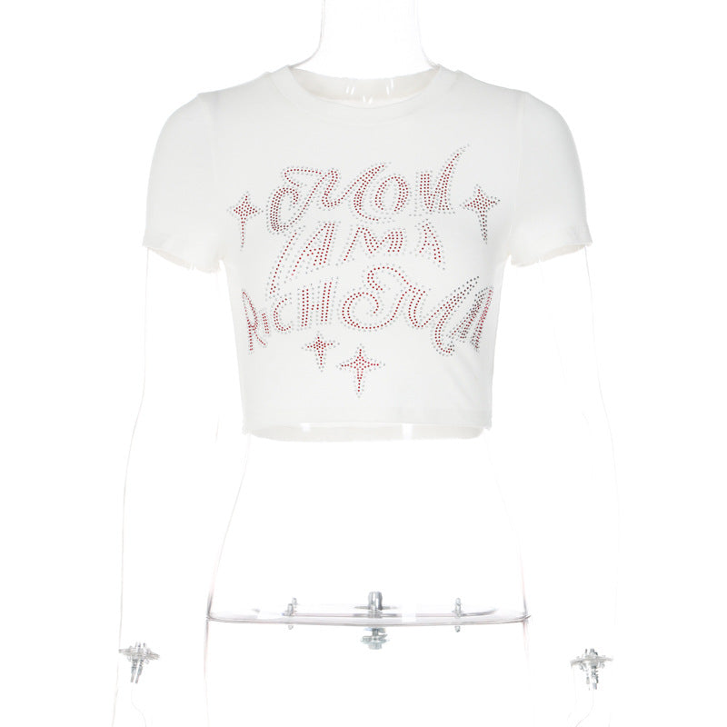 Rhinestone Letter Y2K Crop Top