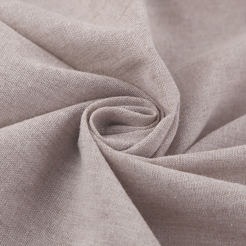Süßes Leinen-Babydoll-Minikleid mit Puffärmeln und quadratischem Ausschnitt - Khaki