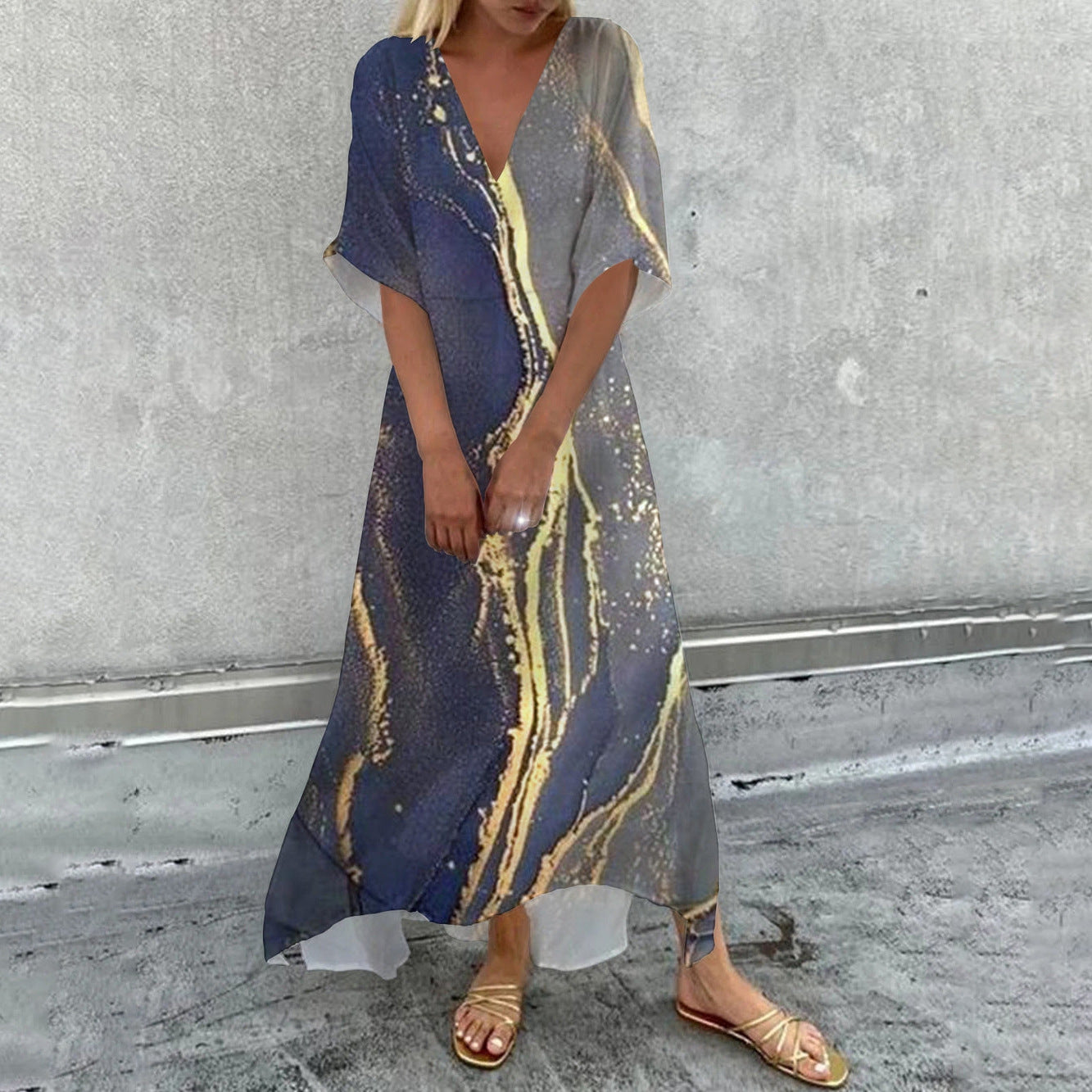 Print Patchwork V Neck Sleeveless Two Pieces Ins Street