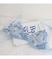 Dessous-Set aus Spitze mit Blumenstickerei