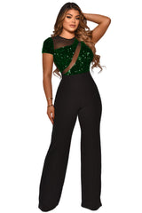 Kurzärmlige Jumpsuits mit Rundhalsausschnitt und hoher Taille