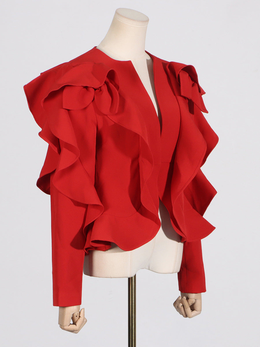 ROTE RÜSCHENJACKE