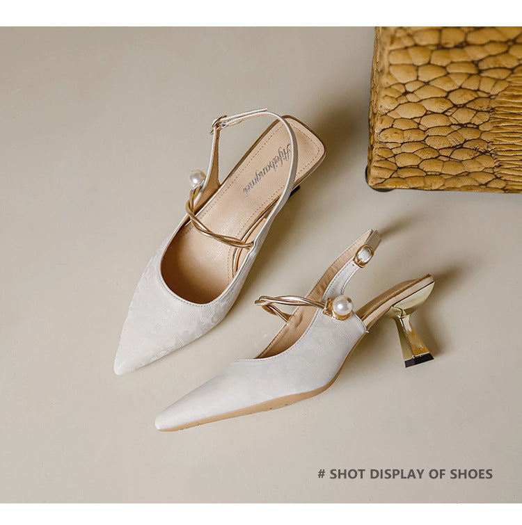 Faiga – Rosa Slingback-Pumps mit Perlen