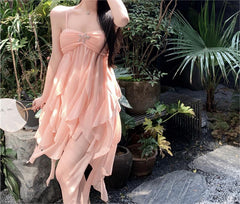 Cremefarbenes, gestuftes Minikleid