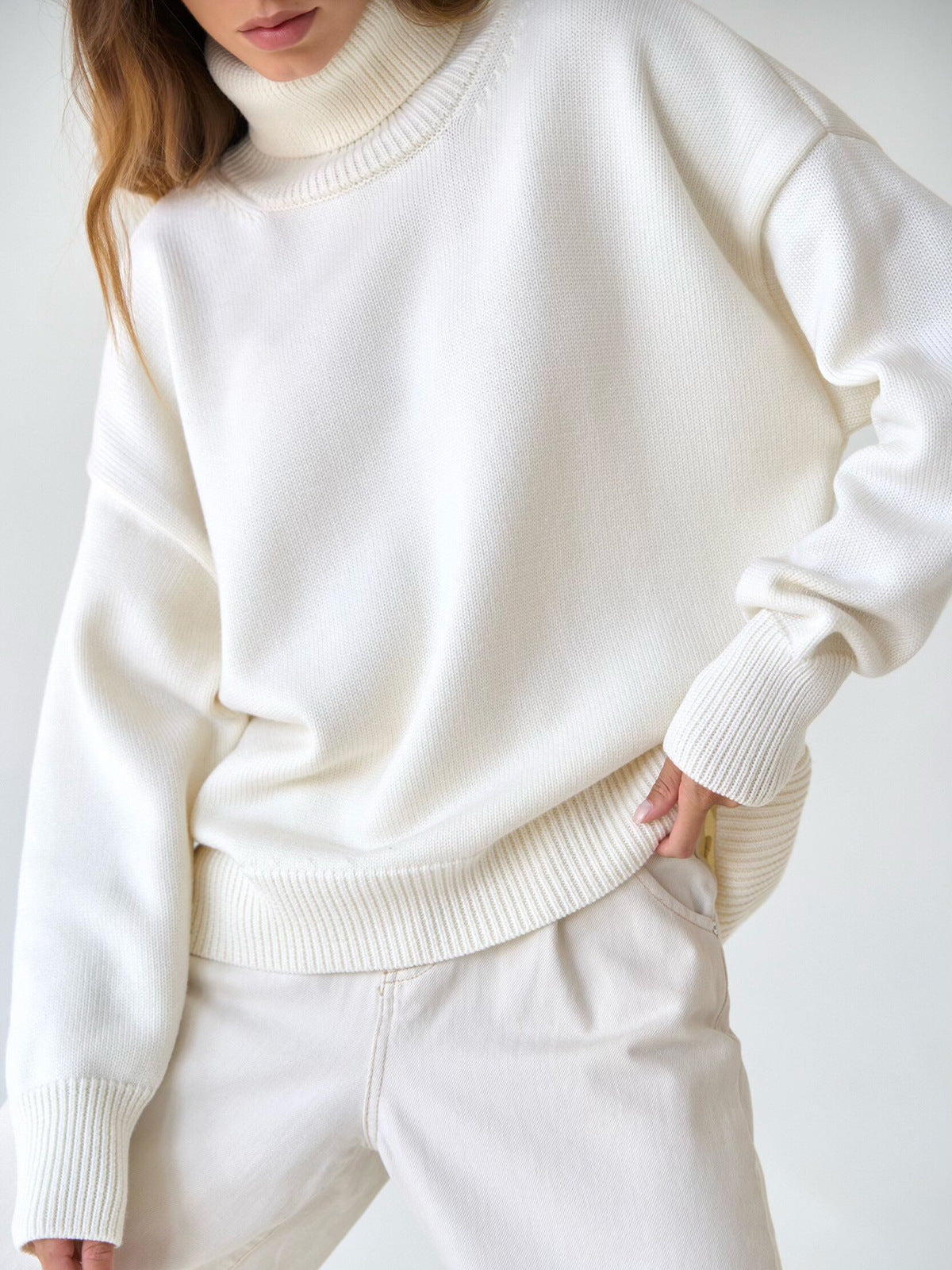Amsterdam Rollkragenpullover – Creme – ENDGÜLTIGER VERKAUF