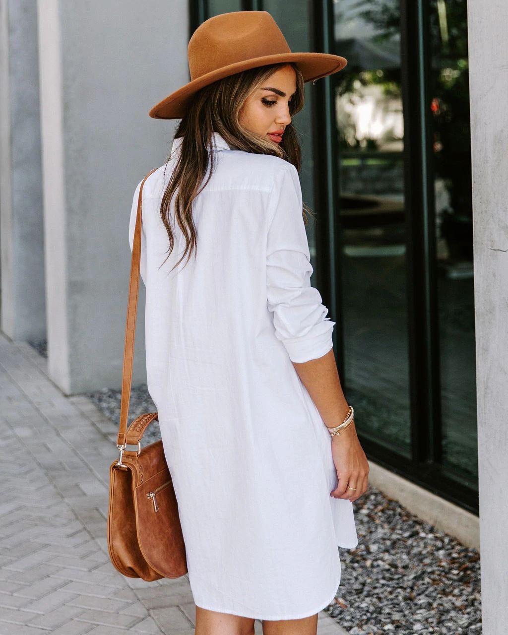 Dominic Chambray Pocketed Button Down Shirt Dress Ins Street