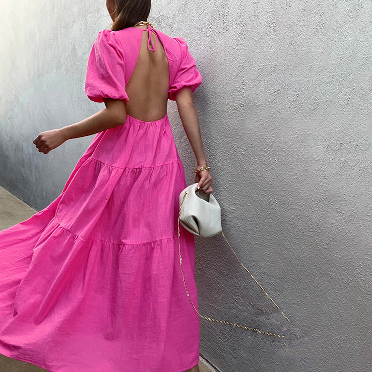 Follow My Lead Stufen-Maxikleid - Babyrosa