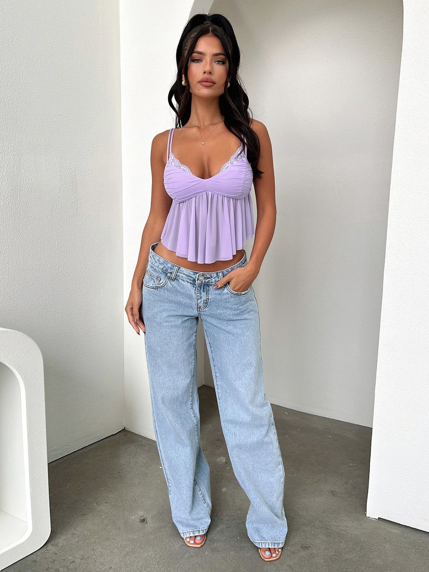 Gratitude Satin Crop Babydoll-Tanktop - Zimt