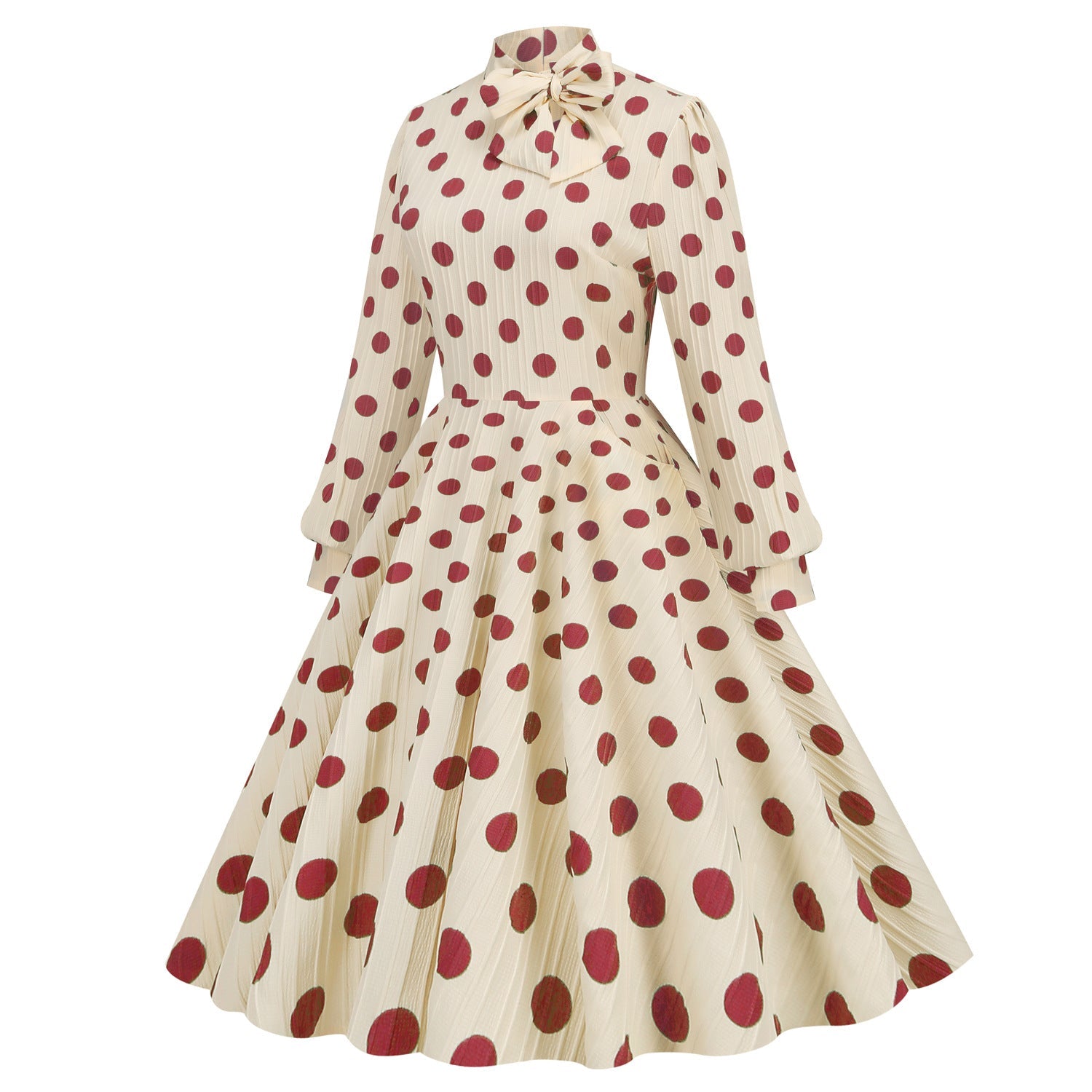 Vestido de manga larga con lunares