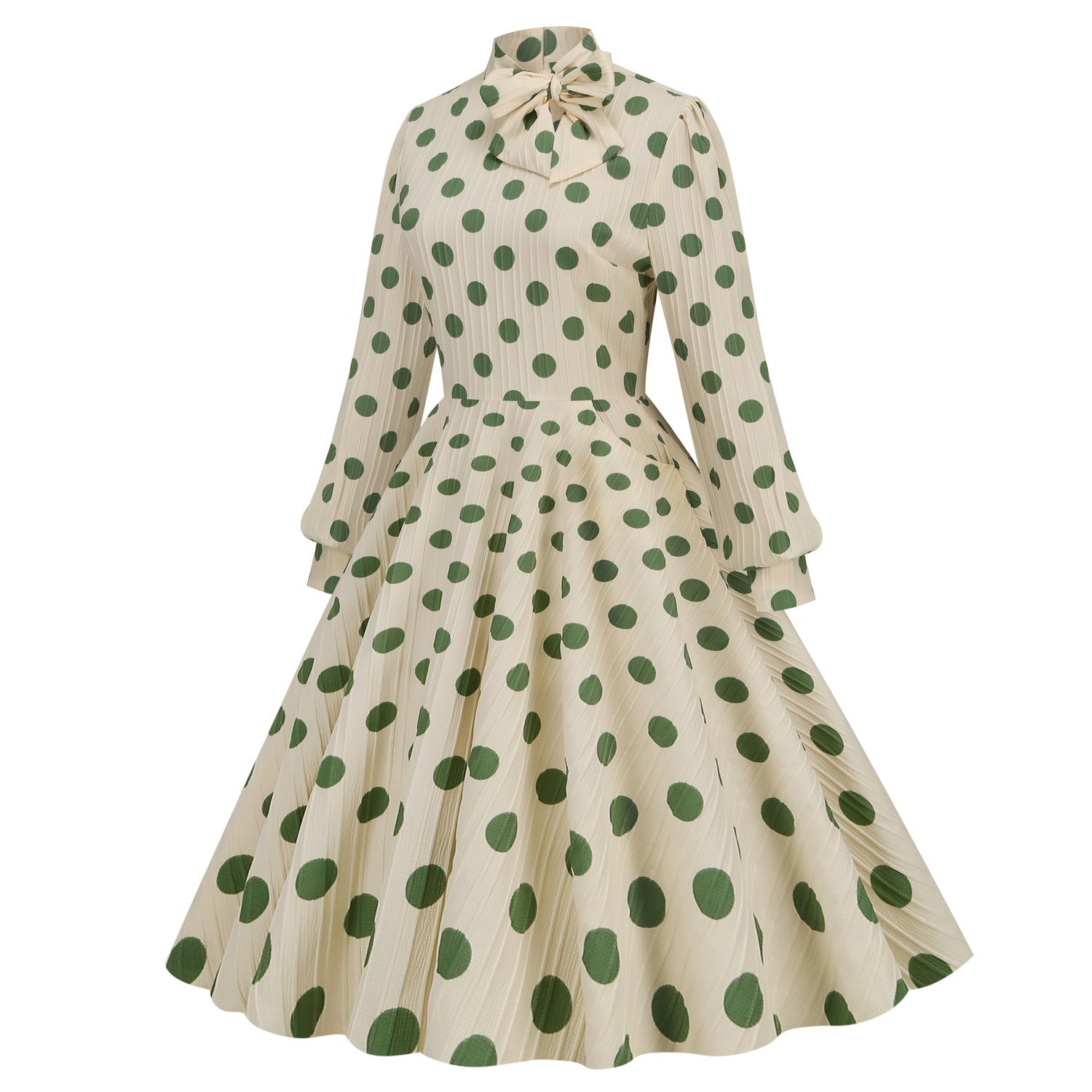Vestido de manga larga con lunares