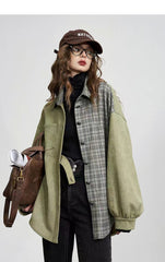 Plaid Stitching Irregular Blazer