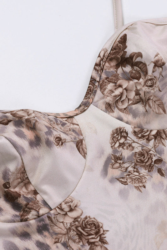 Ärmelloses Maxikleid mit Print und Spitze im Sweetheart-Stil - Blumen