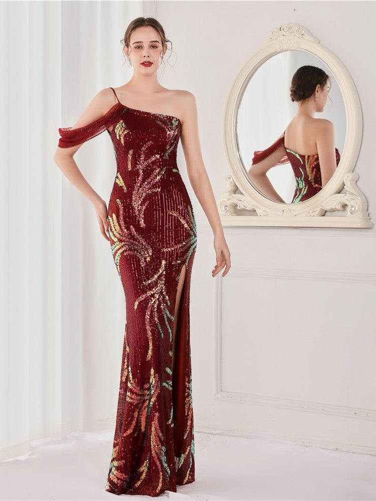 Langes Party-Abendkleid mit Pailletten