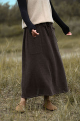 A-Linien-Rock aus 100 % reiner Wolle mit hoher Taille und Taschen