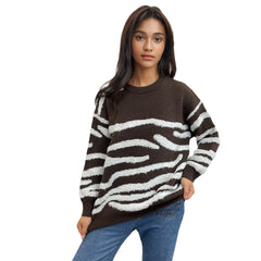 Oversize-Strickpullover mit Zebramuster im Grunge-Stil
