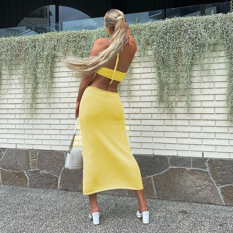 Rita Neckholder-Midikleid aus Baumwolle mit Cut-out