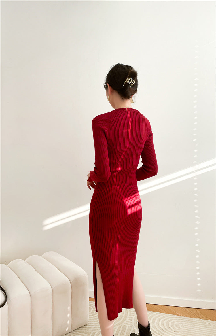 Midi-Bandagekleid mit V-Ausschnitt und Cut-outs