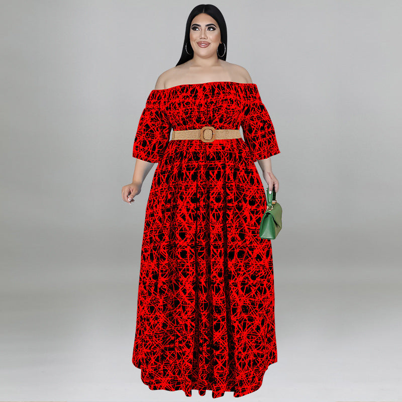 Lässiges, schulterfreies Kleid mit Print