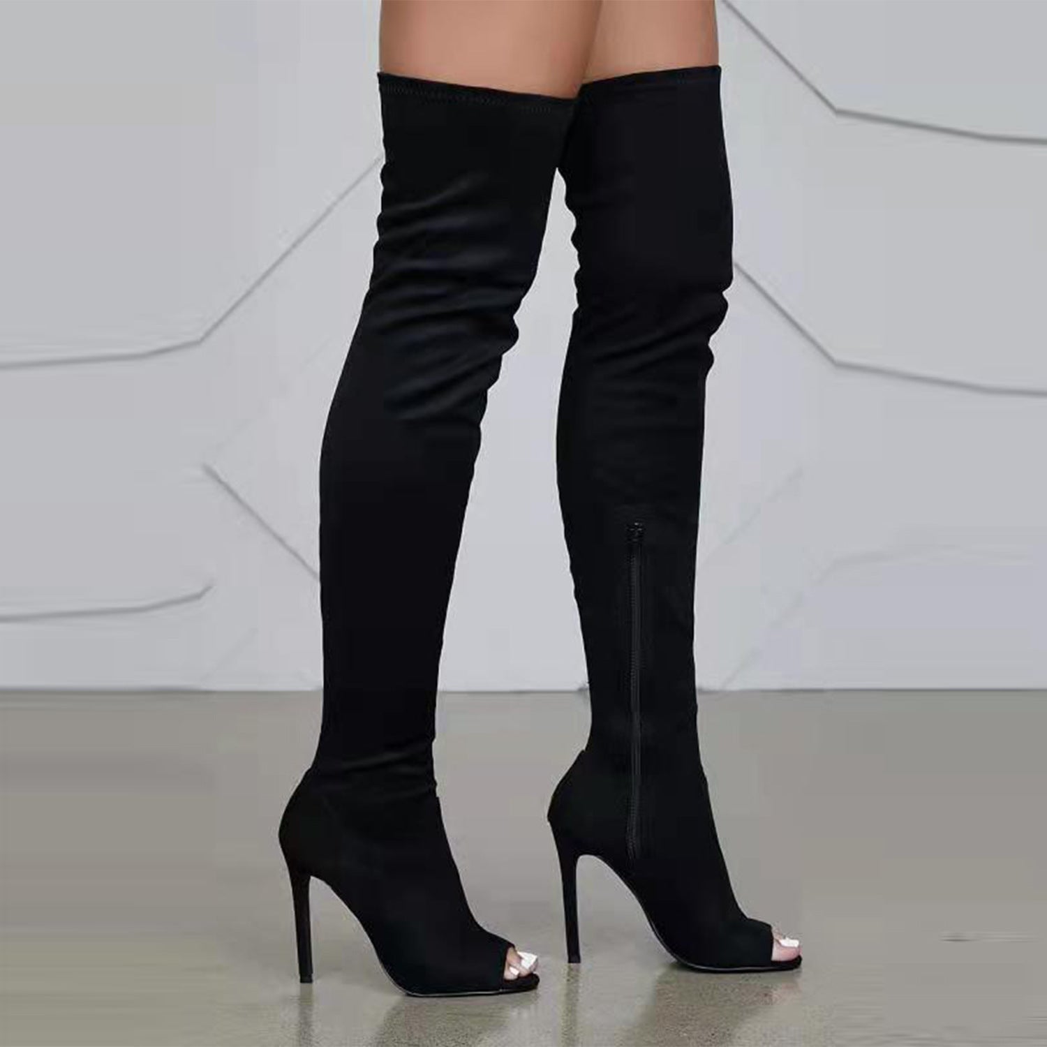 Botas peep toe de alta moda