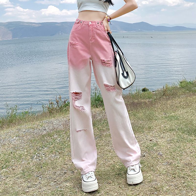 Cool Gradient Shredded Slit Wash Jeans