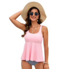 Bauchweg-Tankini-Set mit Blumenmuster, Rüschensaum