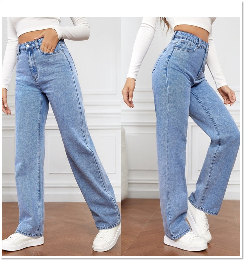 High-Rise-Baggy-Jeans mit weitem Bein