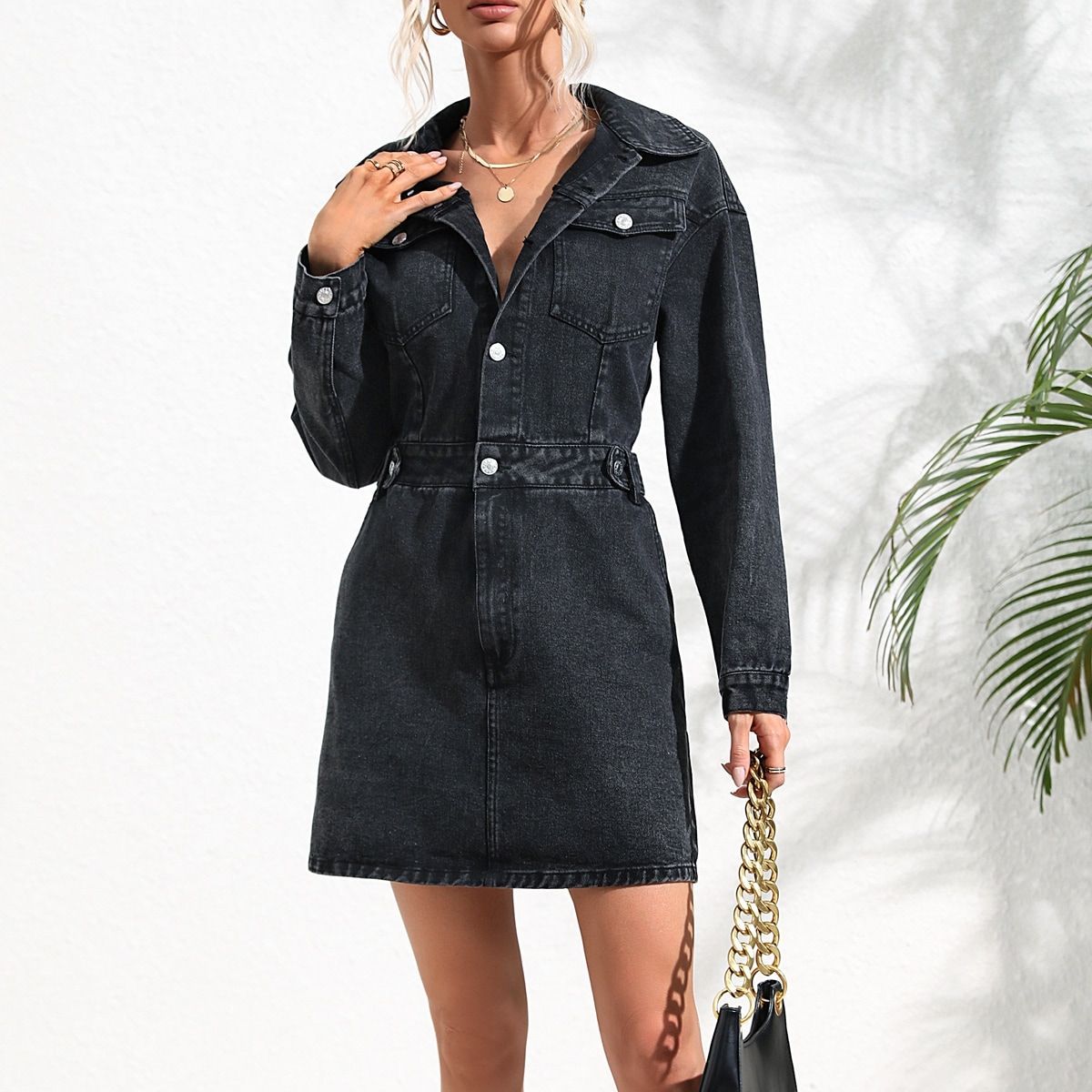 Hose mit weitem Bein und hoher Taille