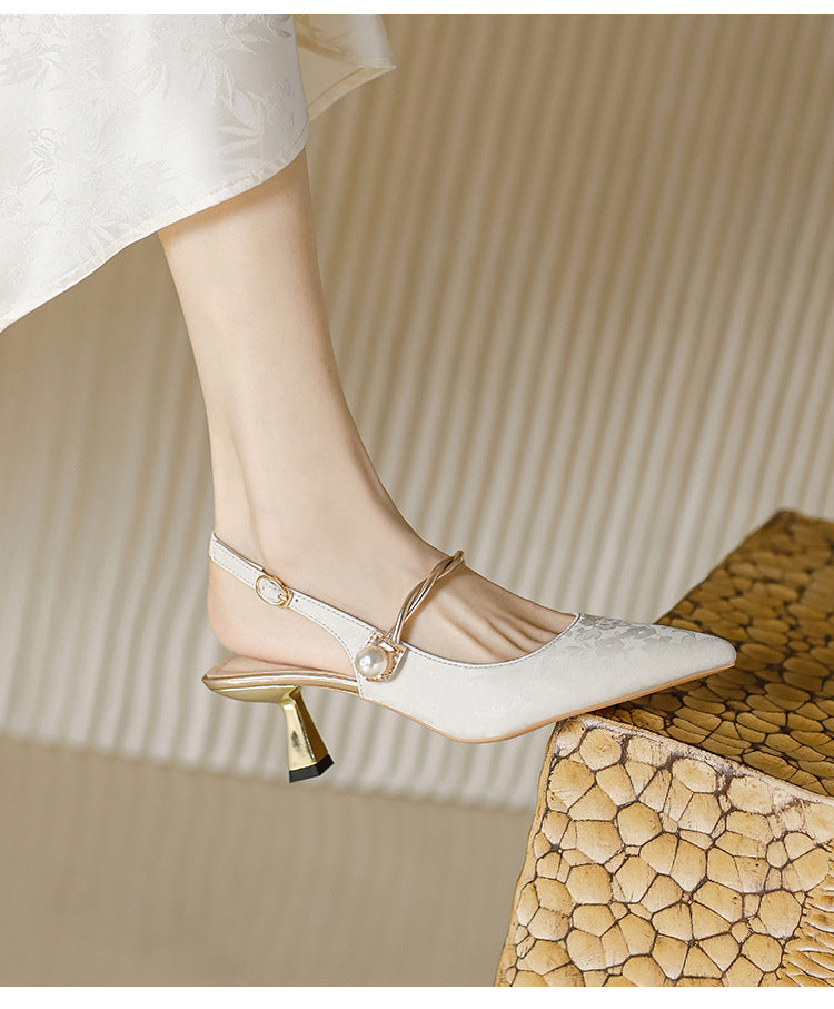 Faiga – Rosa Slingback-Pumps mit Perlen