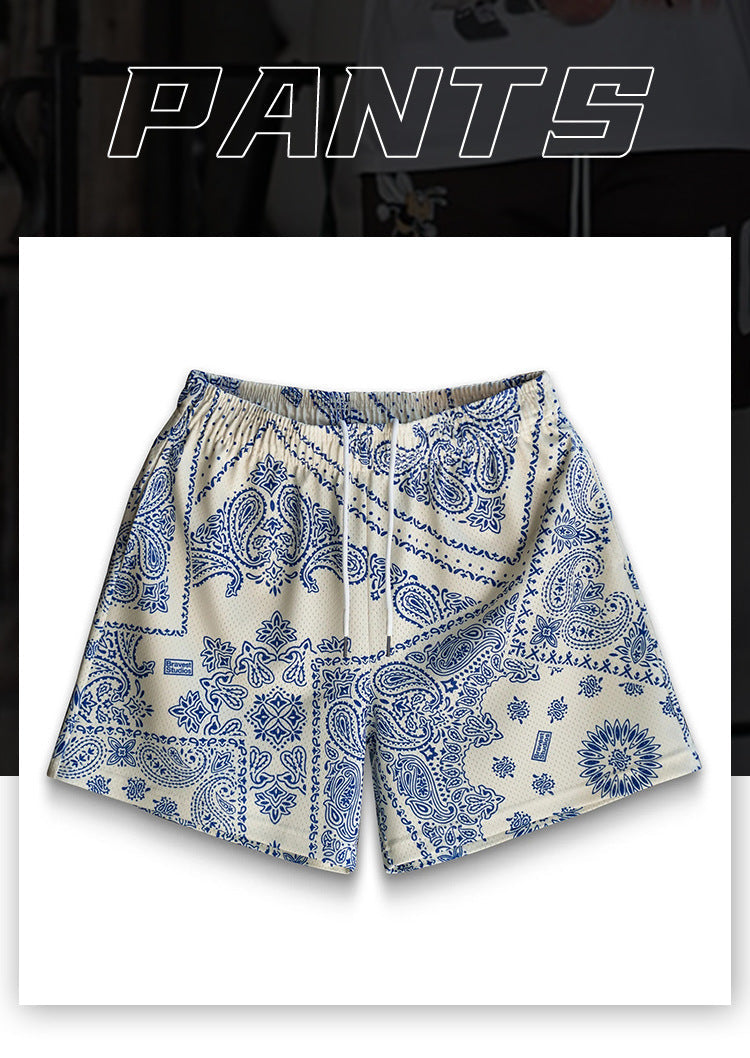 Shorts mit Paperbag-Taille und Allover-Print