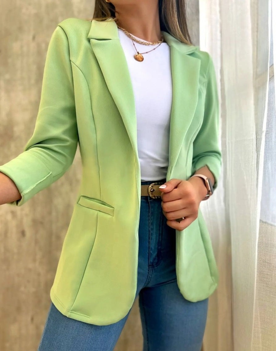 Traje de chaqueta de un botón con solapa de pico para mujer